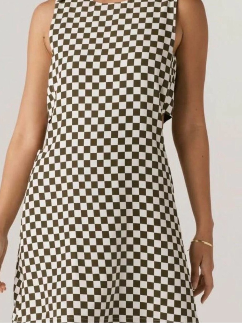 VETTA The Cutout Jumper Dress sleeveless checkerboard medium